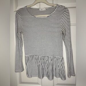 Women’s Small Ginger G Black and White Striped Blouse